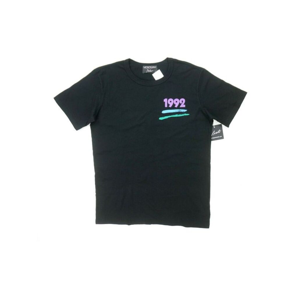 MONOGRAM Mens Black Lightweight, Graphic Short Sleeve Classic Fit T-Shirt XL